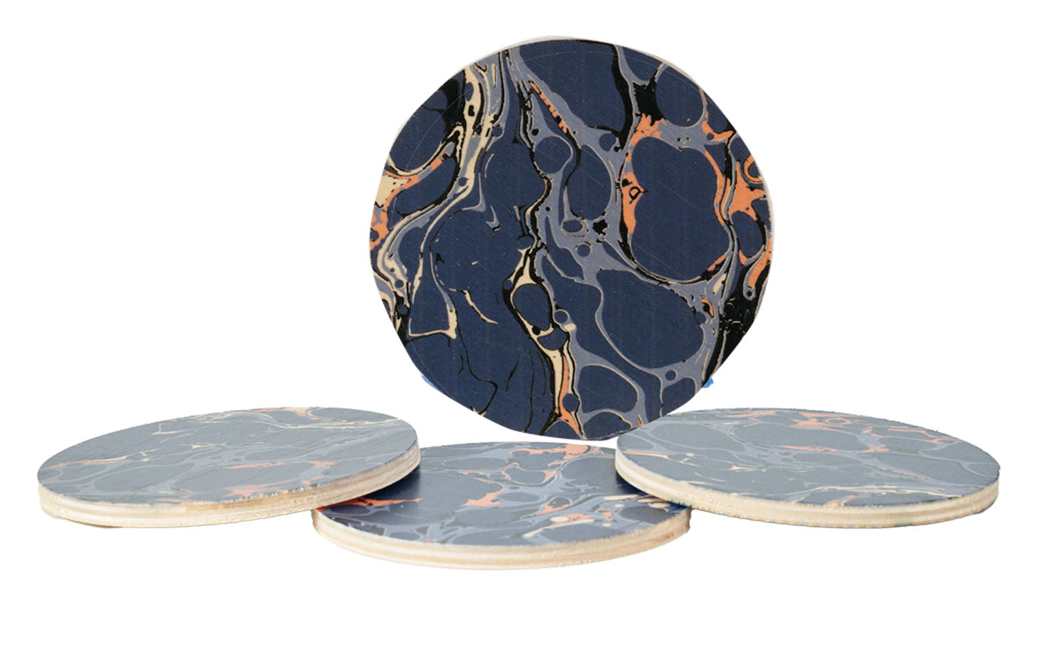 olio navy coasters, set of four