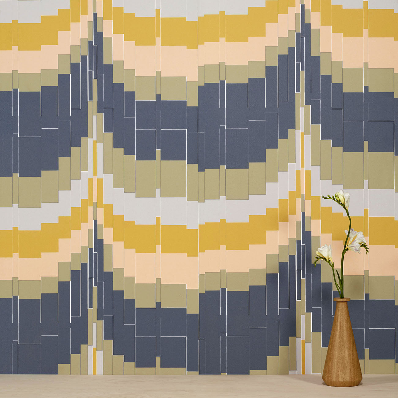 zag zig wallpaper - navy