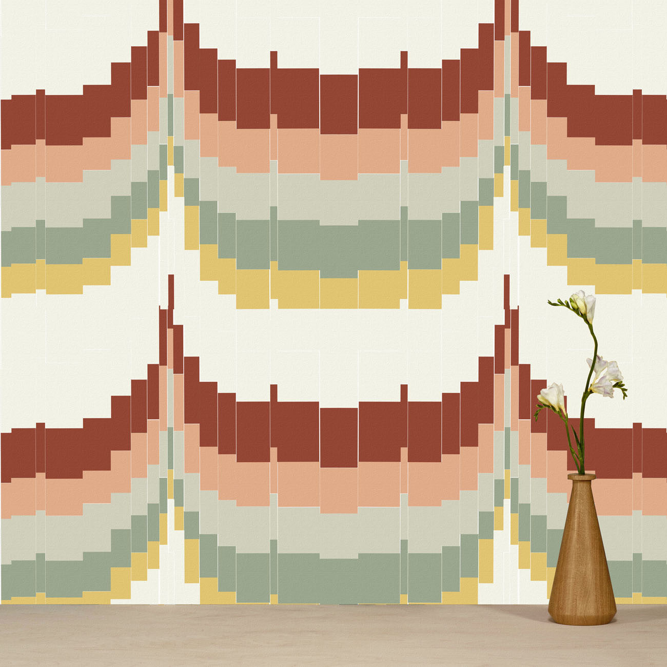 zag zig wallpaper - terracotta