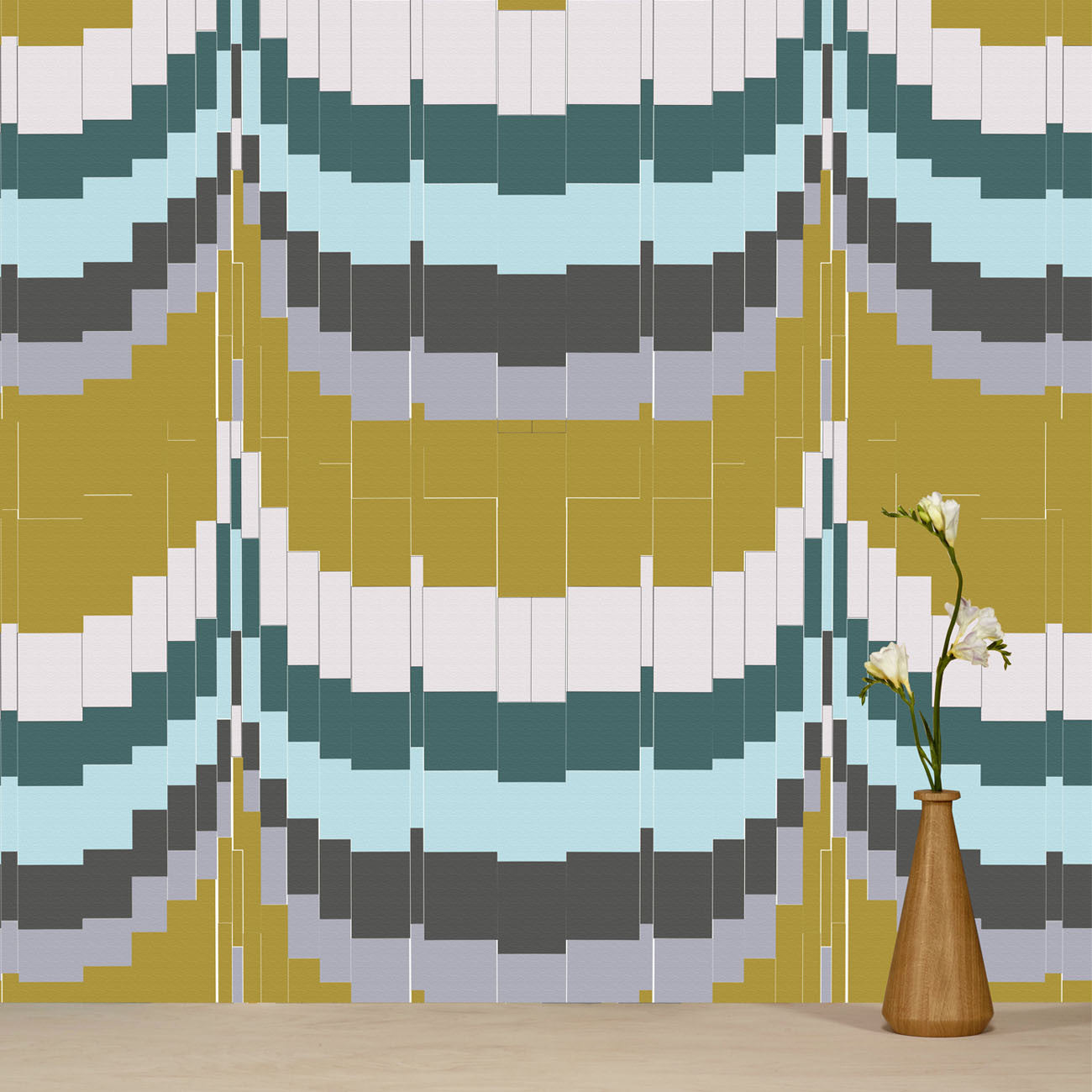 zag zig wallpaper - mustard